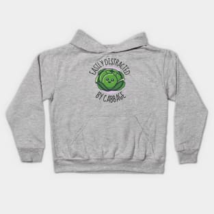 Easily Distracted By Cabbage Funny Kids Hoodie
